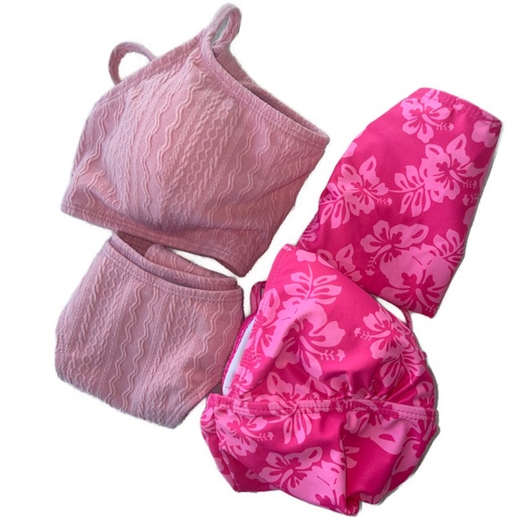 👙2 Swim Mod hot pink floral and baby pink ribbed bikini NWOT size small women 👙 - Picture 11 of 11